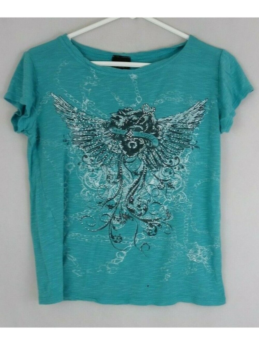 Daytrip Women's Blue Sweet Angel Beaded Shirt Size Small